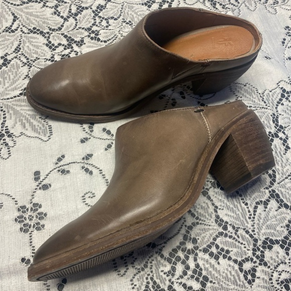 Frye Brown Leather Mules